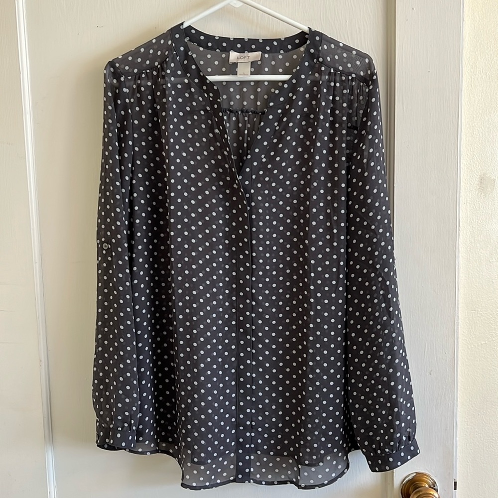 Loft Gray Polkadot Blouse